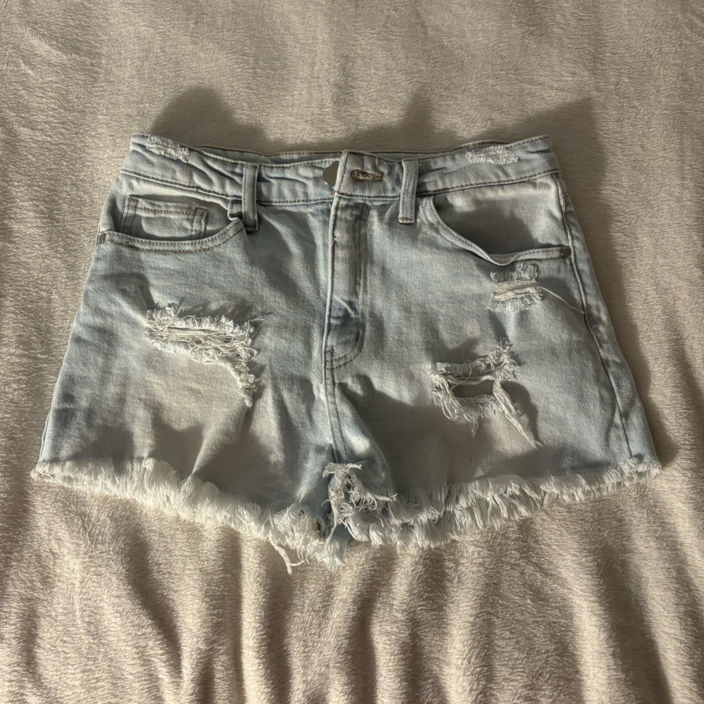Material Girl light wash jean shorts